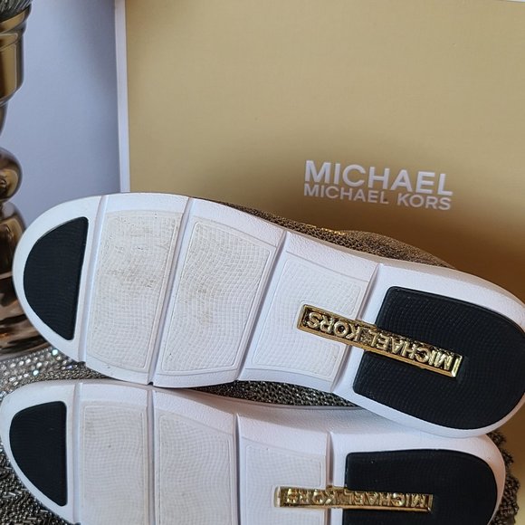 Michael Kors Metallic Skyler Trainer Platinum/Gold - Picture 7 of 8